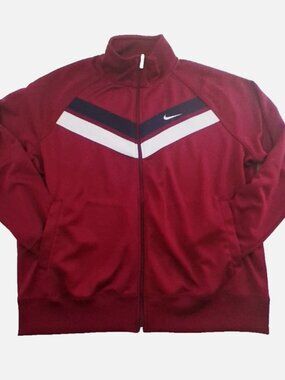 Nike Track Jacket Mens 2XL Burgundy Full Zip White/Blue Stripes 532919-677